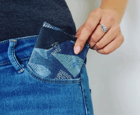 Blue Camo Tyvek® Flat Wallet W/RFID